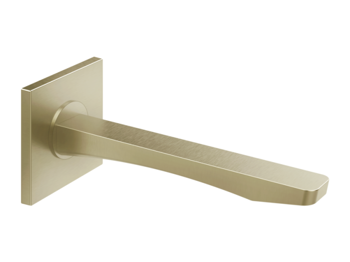 На изображении товар Излив Gessi Rilievo, настенный, средней длины, цвет Brass Brushed PVD от официального представителя в Москве