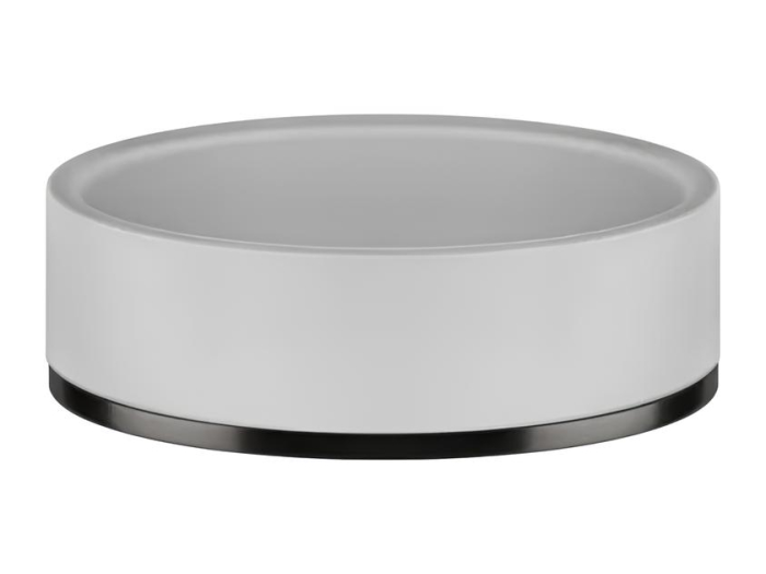 На изображении товар Мыльница Gessi Inciso, настольная, цвет White/Black Metal Brushed PVD от официального представителя в Москве