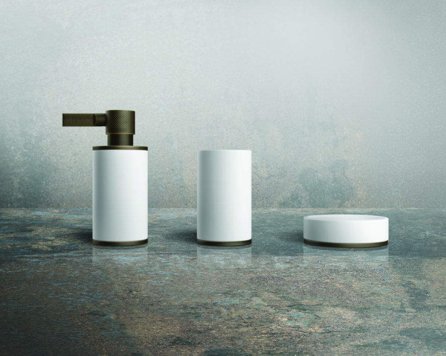 Мыльница Gessi Inciso, настольная, цвет White/Black Metal Brushed PVD - изображение 1