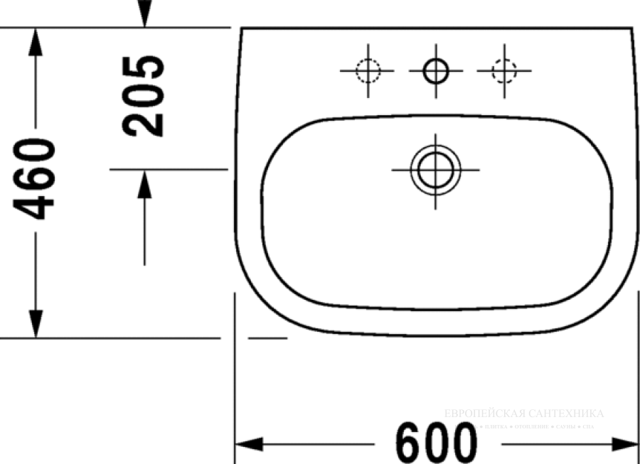 Раковина Duravit D-Code, 600x460 мм, с переливом, 1 отверстие смесителя, цвет белый - изображение 4