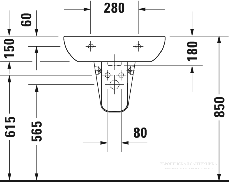 Раковина Duravit D-Code, 600x460 мм, с переливом, 1 отверстие смесителя, цвет белый - изображение 6