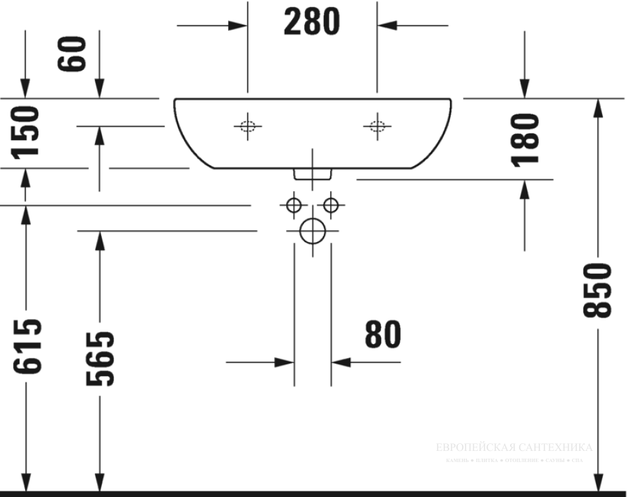 Раковина Duravit D-Code, 600x460 мм, с переливом, 1 отверстие смесителя, цвет белый - изображение 5