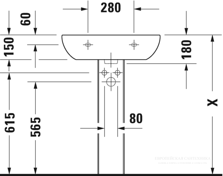 Раковина Duravit D-Code, 600x460 мм, с переливом, 1 отверстие смесителя, цвет белый - изображение 7