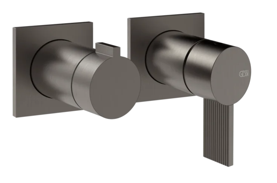 Cмеситель для душа Gessi Inverso, настенный, на 2 выхода, внешняя часть, цвет Black Metal Brushed PVD