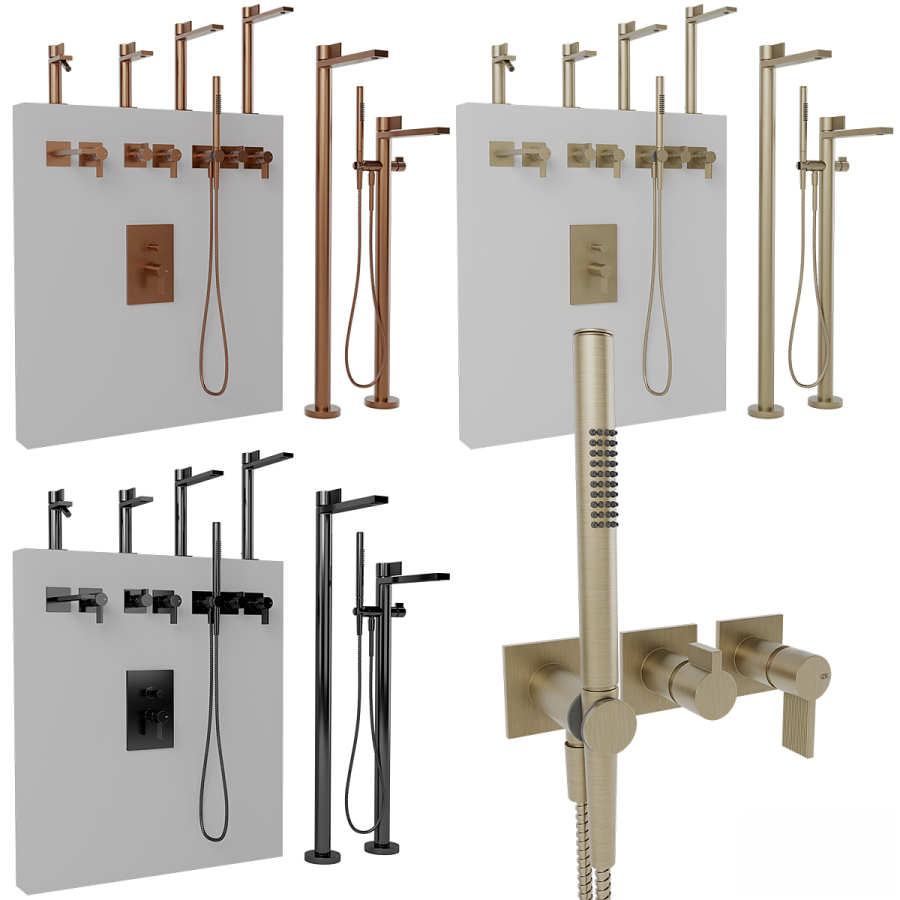 Cмеситель для душа Gessi Inverso, настенный, на 2 выхода, внешняя часть, цвет Black Metal Brushed PVD - изображение 1