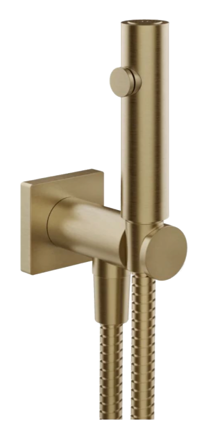 Гигиенический душ Gessi Rilievo, с лейкой, шлангом, шланговым подсоединением и держателем лейки, ширина 60 мм, цвет Warm Bronze Brushed PVD