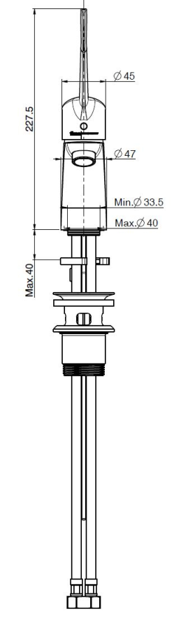 Смеситель для раковины Carlo Frattini Collettività, для лечебных учреждений, однорычажный, с энергосберегающим картриджем, донным клапаном Click-Clack, гибкими шлангами, Н-227 мм, цвет черный матовый - изображение 1