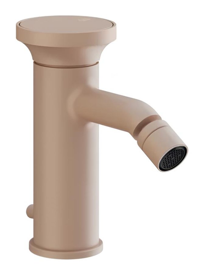Смеситель для биде Gessi Origini, с донным клапаном, в комплекте отделочная вставка, цвет Matte Cipria