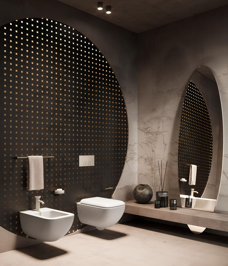 Смеситель для биде Gessi Origini, с донным клапаном, в комплекте отделочная вставка, цвет Matte Cipria - изображение 1