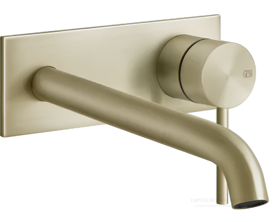 Смеситель для раковины Gessi316 Flessa, с декоративной планкой, встраиваемый, с длинным изливом, внешняя часть, цвет Brass Brushed PVD