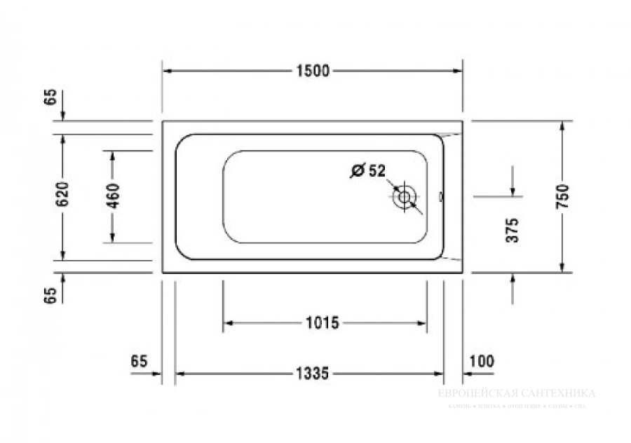 Ванна встраиваемая Duravit D-Code, 1500 x 750 мм, акриловая, цвет белый - изображение 7