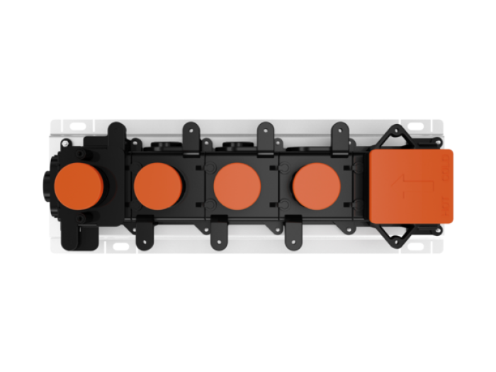 На изображении товар Термостат Gessi HI-FI, встроенная часть, до 3-х функций одновременно, цвет Chrome от официального представителя в Москве