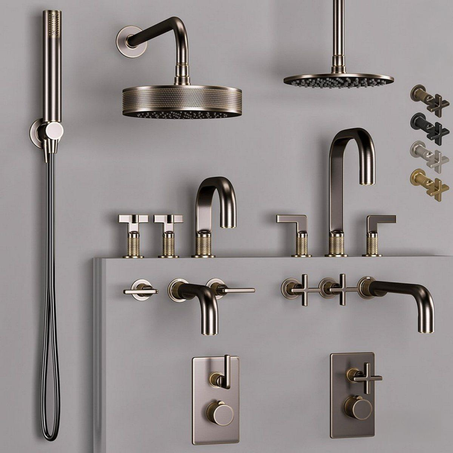 Смеситель для раковины Gessi Inciso, на 3 отверстия, без донного клапана, цвет Gold PVD - изображение 3