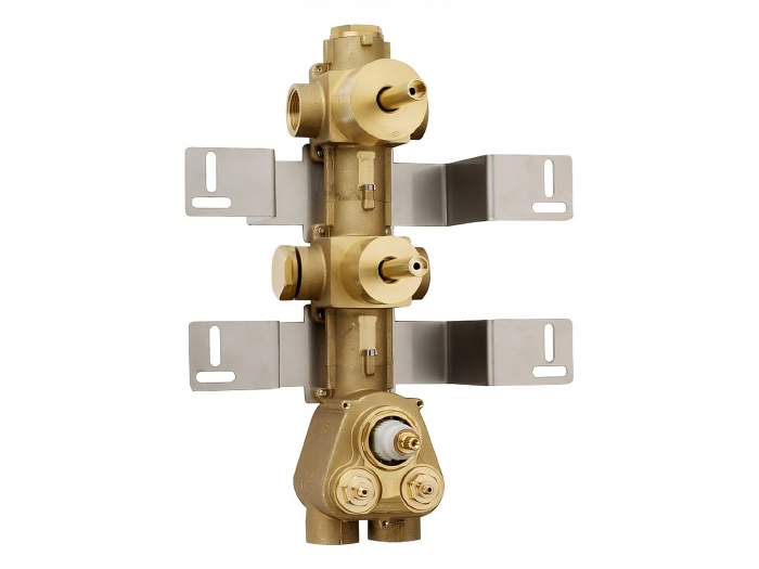 На изображении товар Термостат Bossini  высокой пропускной способности, на 3 вентиля, установка вертикальная/горизонтальная, скрытая часть от официального представителя в Москве