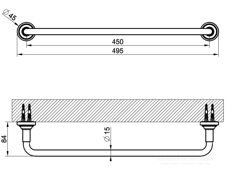 Полотенцедержатель Gessi Venti20, настенный, 450 мм, цвет Chrome - изображение 2