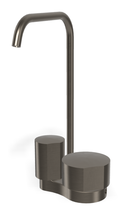 Смеситель для раковины Carlo Frattini SO, без ручек, c вращающимся изливом Ø10 мм, донным клапаном Click-Clack, 2 гибкими шлангами, L-149 мм, цвет чёрный хром брашированный