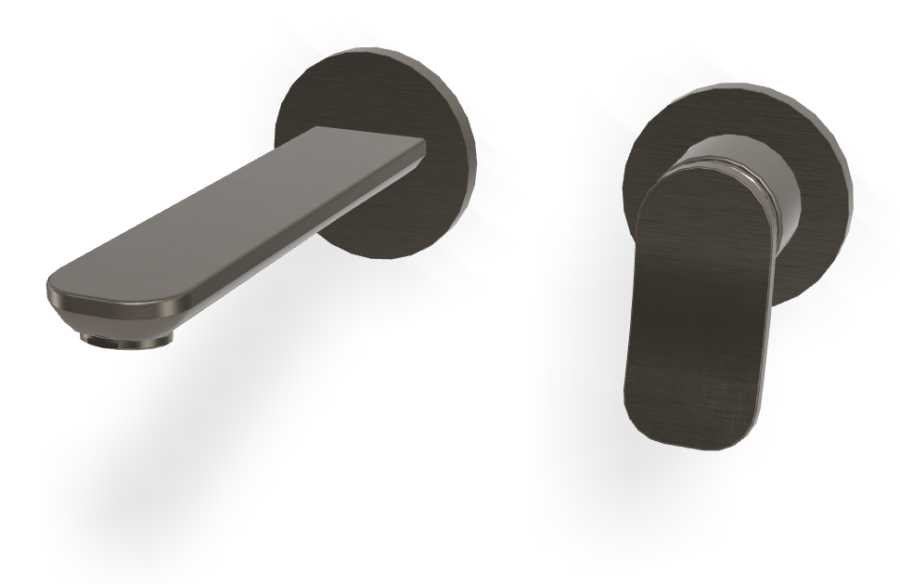 Смеситель для раковины Carlo Frattini Flo, настенный, с донным клапаном Click-Clack, L-169 мм, внешняя часть, цвет брашированный черный хром