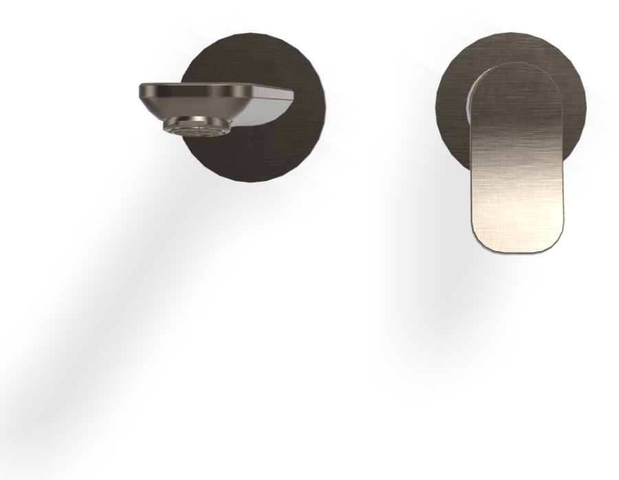 Смеситель для раковины Carlo Frattini Flo, настенный, с донным клапаном Click-Clack, L-169 мм, внешняя часть, цвет брашированный черный хром - изображение 1