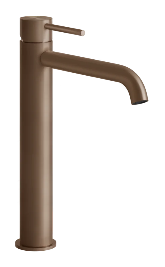 Смеситель для раковины Gessi316 Flessa, высокий, c длинным изливом,  без донного клапана, цвет Copper Brushed PVD