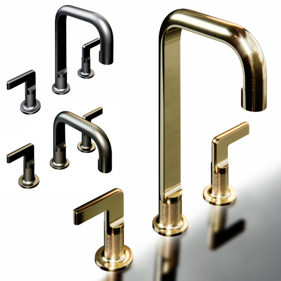Смеситель для раковины Gessi Inciso, на 3 отверстия, средний, без донного клапана, цвет Black Metal Brushed PVD - изображение 3