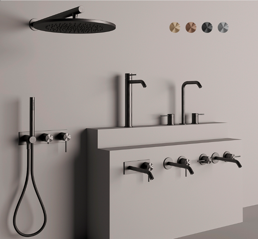 Смеситель для раковины Gessi 316, настенный, встраиваемый, цвет steel Brushed