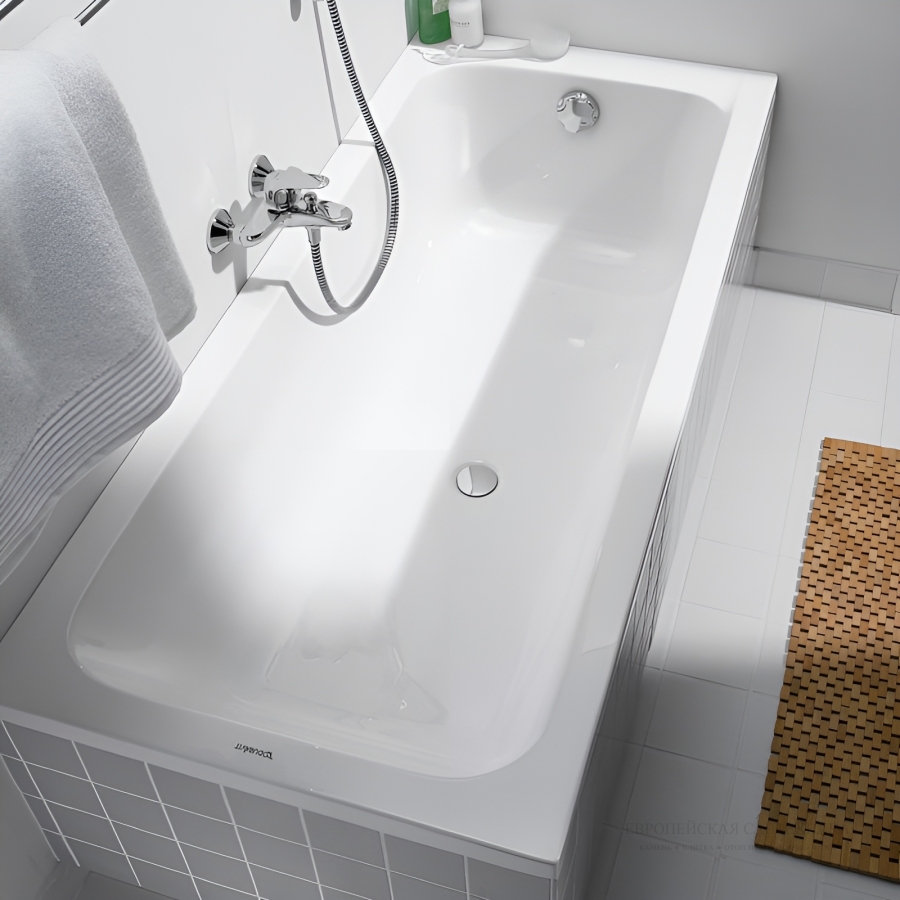 Ванна встраиваемая Duravit D-Code, 1700 x 700 мм, центральный слив, акриловая, цвет белый - изображение 4