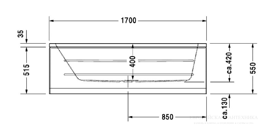 Ванна встраиваемая Duravit D-Code, 1700 x 700 мм, центральный слив, акриловая, цвет белый - изображение 8