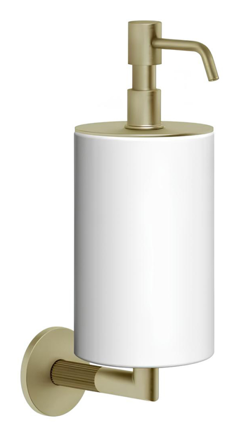 Дозатор для жидкого мыла Gessi Ingranaggio, настенный, цвет White/Brushed Brass PVD
