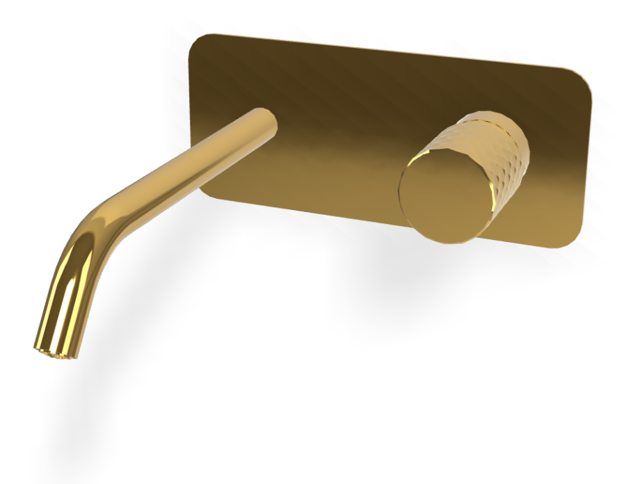 Смеситель для раковины Carlo Frattini Spillo Tech, настенный, с донным клапаном Click-Clack, излив 200 мм, внешняя часть, цвет золото