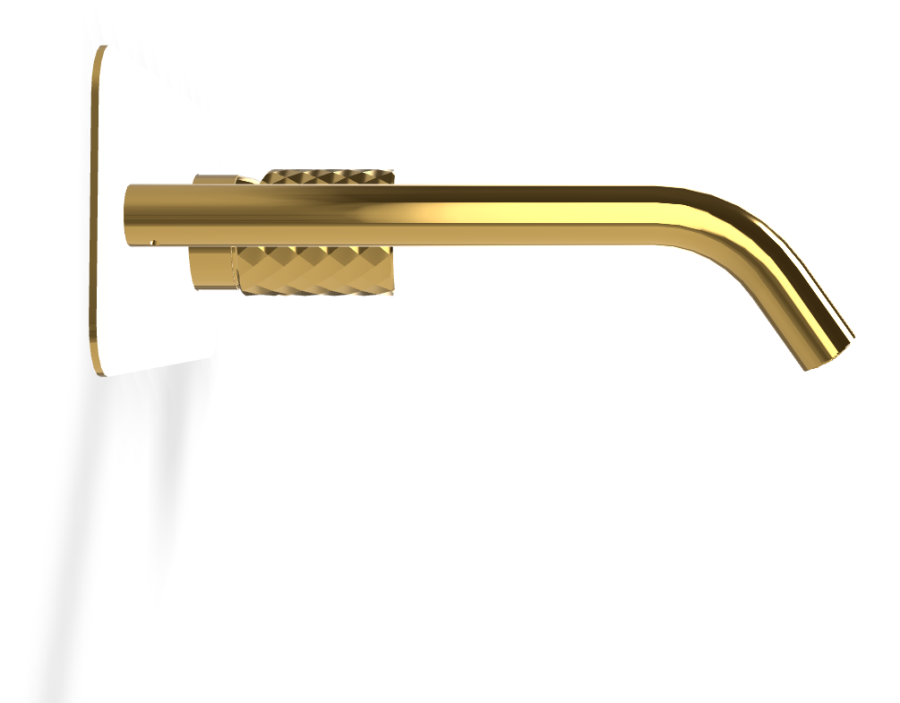 Смеситель для раковины Carlo Frattini Spillo Tech, настенный, с донным клапаном Click-Clack, излив 200 мм, внешняя часть, цвет золото - изображение 2