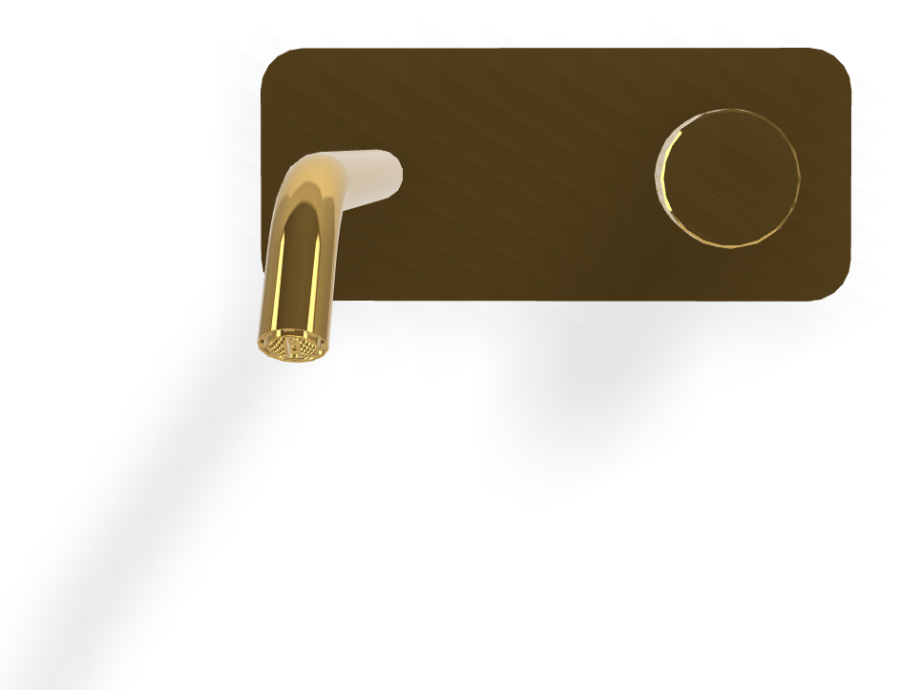 Смеситель для раковины Carlo Frattini Spillo Tech, настенный, с донным клапаном Click-Clack, излив 200 мм, внешняя часть, цвет золото - изображение 1