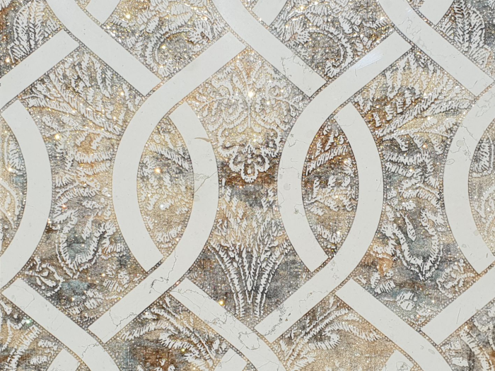 На изображении товар Akros Venezia Камень Avantgarde Aster N G Dim Biancone Multicolor Gold Powder 80X80X1 от официального представителя в Москве