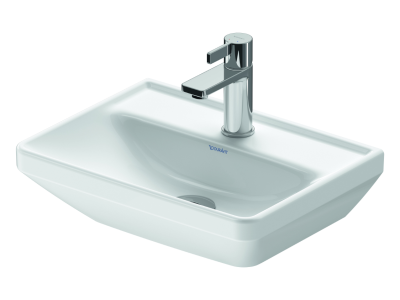 Раковина Duravit D-Neo для рук, 450x335 мм, без перелива, 1 отверстие под смеситель, цвет белый с покрытием WonderGliss