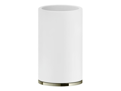 Стакан Gessi Inciso, настольный, ⌀75х127 мм, цвет White/Nickel PVD