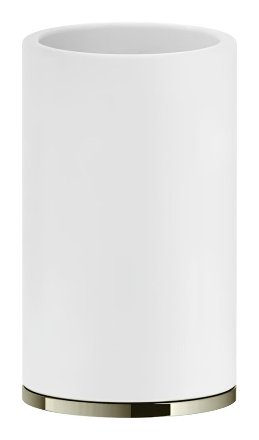 Стакан Gessi Inciso, настольный, ⌀75х127 мм, цвет White/Nickel PVD