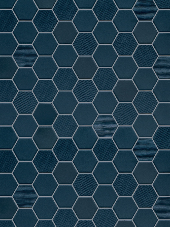 Terratinta Ceramics Мозаика, керамогранит Hexa Mix Matt, Glossy, Fabric Deep Navy Mosaic 31.6x31.6 (4.3x3.8) / 4.0