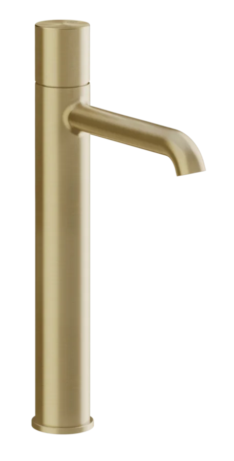 Cмеситель для раковины Gessi Habito, высокий, без донного клапана, с соединительными шлангами, цвет Brushed Brass PVD