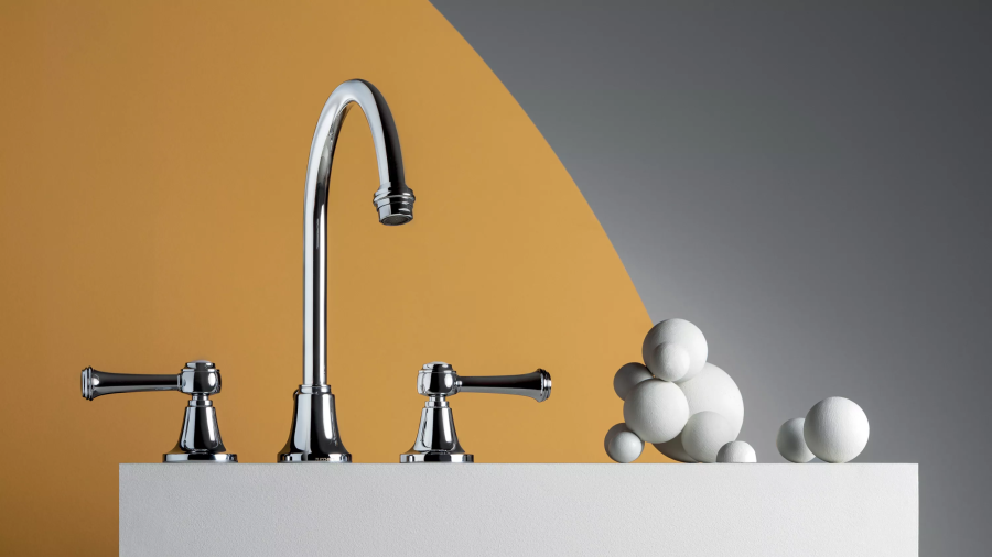 Смеситель для раковины Zucchetti Agora Classic, на 3 отверстия, неподвижный излив, ручки-рычаги, аэратор, донный клапан, цвет хром - изображение 1