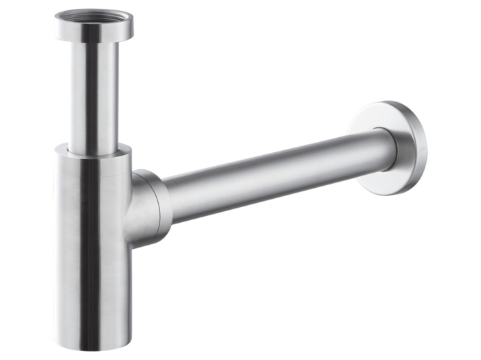 На изображении товар Сифон для раковины Newform X-Steel 316, бутылочный, трубка Ø 32 мм, L300 мм, цвет PVD brushed pale gold от официального представителя в Москве