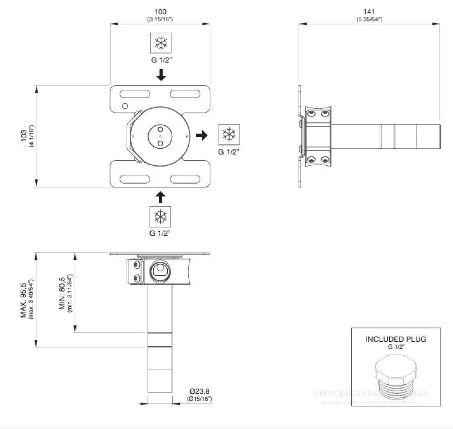 Скрытая часть CeaDesign BUILT-IN PARTS для настенного запорного клапана (холодная вода), PTR 07 - изображение 1