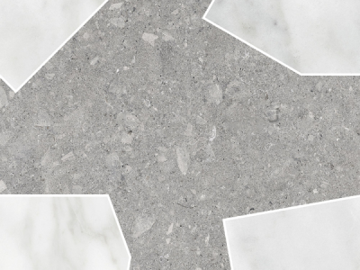 На изображении товар Terratinta Ceramics Мозаика, керамогранит Vicentina Mix matt / honed Cenere + Marmo Apuano Mos. 29x29 Cross Dark / 9.0 от официального представителя в Москве
