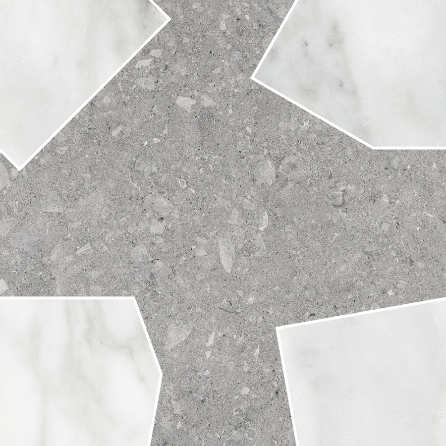 Terratinta Ceramics Мозаика, керамогранит Vicentina Mix matt / honed Cenere + Marmo Apuano Mos. 29x29 Cross Dark / 9.0