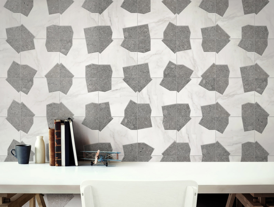 Terratinta Ceramics Мозаика, керамогранит Vicentina Mix matt / honed Cenere + Marmo Apuano Mos. 29x29 Cross Dark / 9.0 - изображение 1