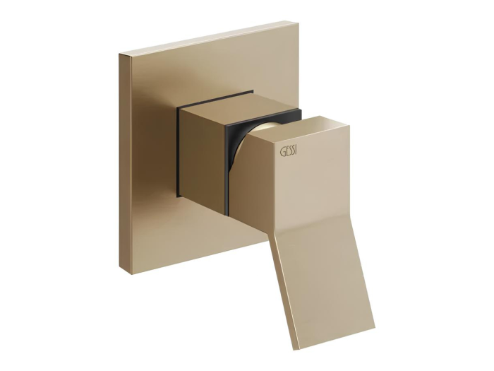 На изображении товар Смеситель Gessi Rettangolo K, настенный, однорычажный, на 1 выход, внешняя часть, цвет Warm Bronze Brushed PVD от официального представителя в Москве
