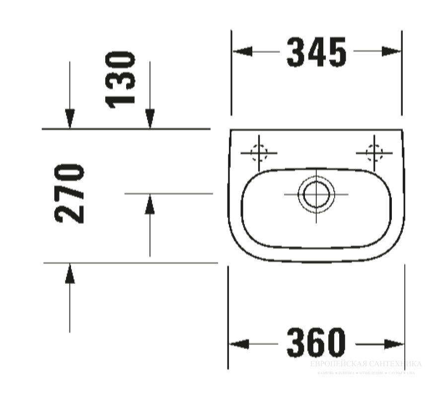 Раковина Duravit D-Code для рук, 360х270 мм, 1 отверстие для смесителя слева, цвет белый - изображение 3