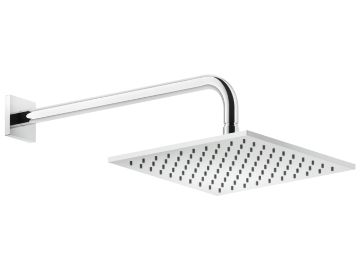 На изображении товар Верхний душ Gessi Rilievo 250х250 мм, шарнирный для настенного креплениям, цвет Chrome от официального представителя в Москве