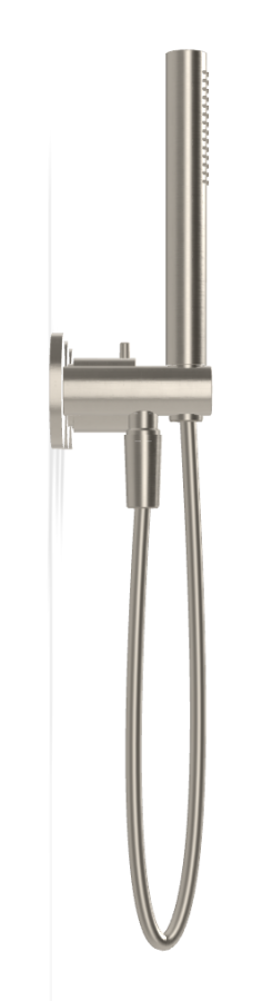Смеситель для душа Carlo Frattini Spillo Tech, ручка V Collection, на 2 потребителя, с ручным душем, гибким шлангом хромалюкс 1500 мм, внешняя часть, цвет никель брашированный - изображение 2