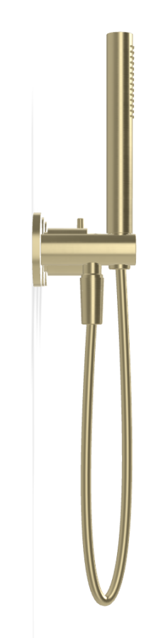 Смеситель для душа Carlo Frattini Spillo Tech, ручка X Collection, на 2 потребителя, с ручным душем, гибким шлангом хромалюкс 1500 мм, внешняя часть, цвет брашированная шампань - изображение 2