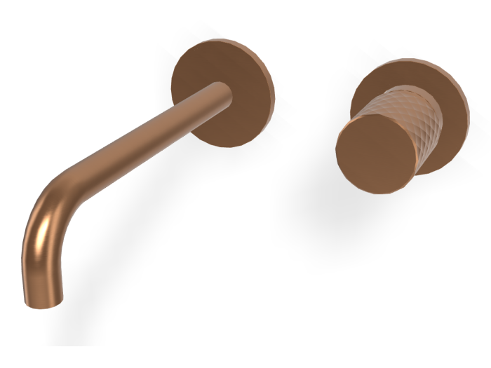 На изображении товар Смеситель для раковины Carlo Frattini Spillo Tech, ручка X Collection, настенный, с донным клапаном Click-Clack, излив 200 мм, внешняя часть, цвет брашированная янтарная бронза от официального представителя в Москве