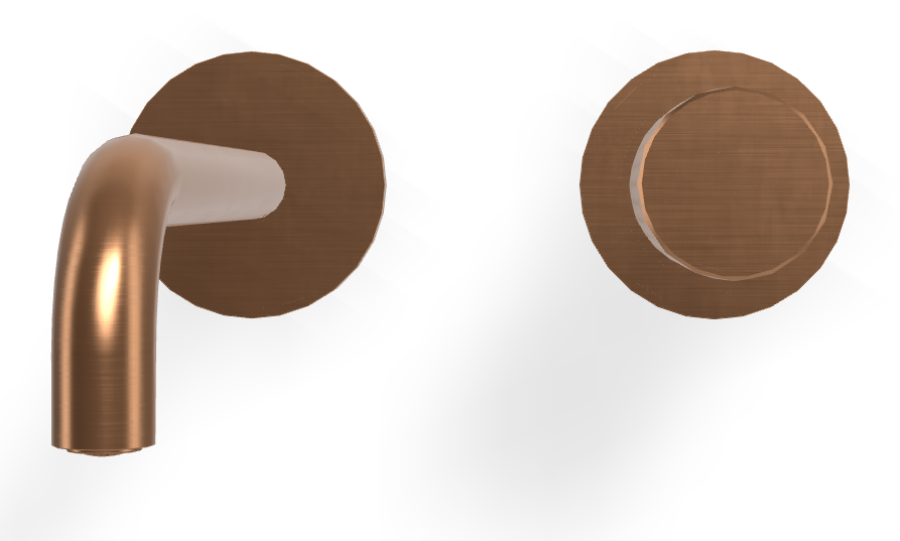 Смеситель для раковины Carlo Frattini Spillo Tech, ручка X Collection, настенный, с донным клапаном Click-Clack, излив 200 мм, внешняя часть, цвет брашированная янтарная бронза - изображение 1